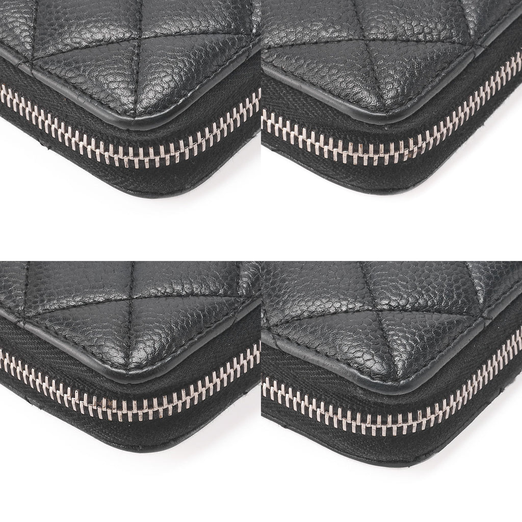 CHANEL Matlasse Round Long Wallet Caviar Skin Black (Silver Fittings) Women's Wallet Wallet [Used] [Free Shipping]