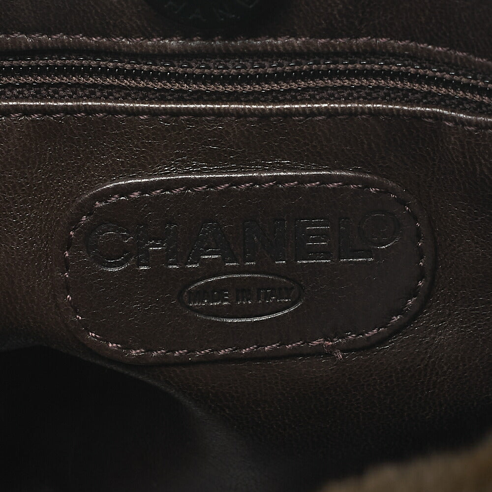 CHANEL Shoulder Bag Fur Logo Charm Tortoiseshell Chain Shoulder Bag Olive black-Tone Hardware, Pre-Owned