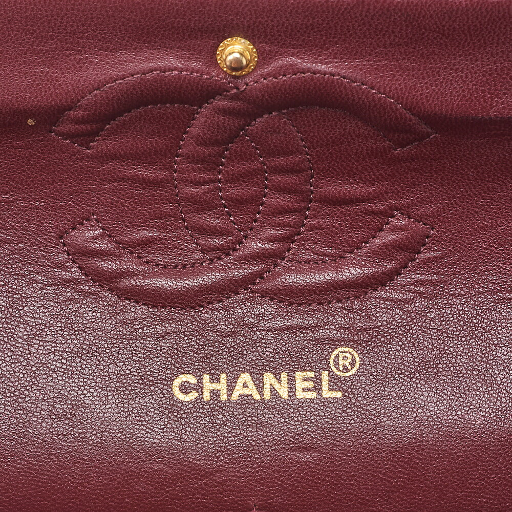 CHANEL Chain Shoulder Bag Matelasse Double Flap 25cm Lambskin Black Gold-Tone Hardware, Pre-Owned