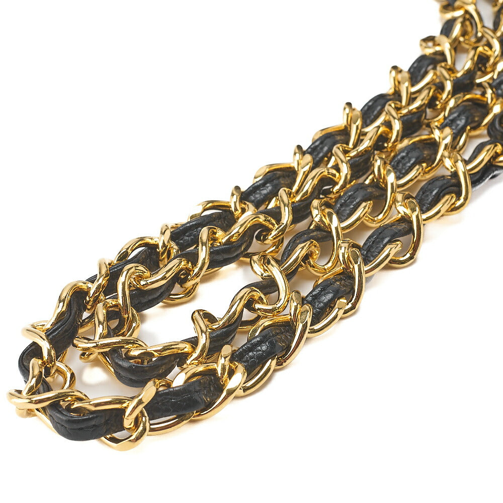 CHANEL Chain Shoulder Bag Deca Matelasse Double Flap 30cm Caviar Skin Black Gold-Tone Hardware, Pre-Owned