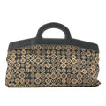 CHANEL Coco Mark All-Over Pattern Handbag Cotton Black  x  Gold Gold-Tone Hardware, Pre-Owned