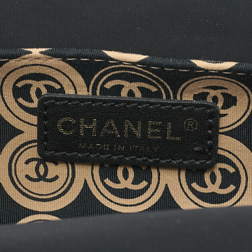CHANEL Coco Mark All-Over Pattern Handbag Cotton Black  x  Gold Gold-Tone Hardware, Pre-Owned