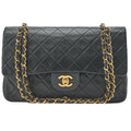 CHANEL Chain Shoulder Bag Matelasse Double Flap 25cm Lambskin Black Gold-Tone Hardware, Pre-Owned