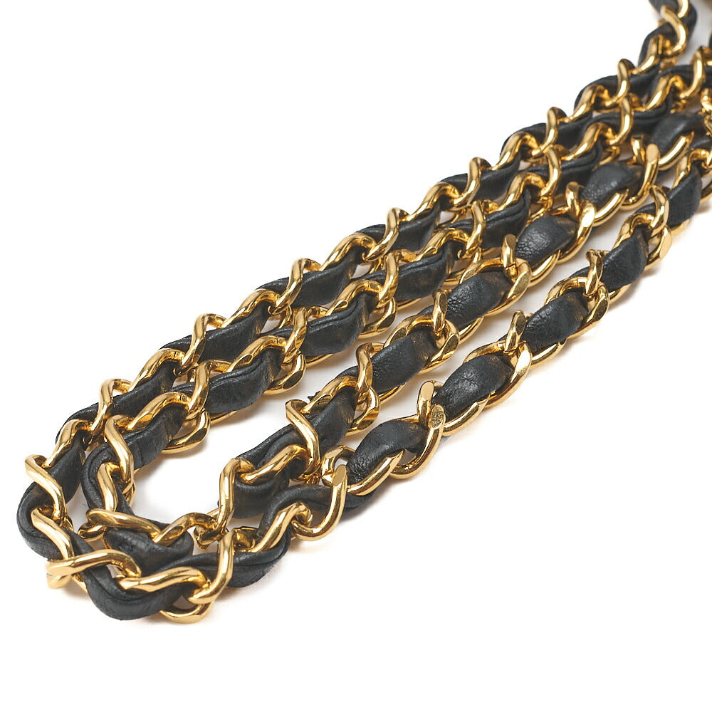 CHANEL Chain Shoulder Bag Matelasse Double Flap 25cm Lambskin Black Gold-Tone Hardware, Pre-Owned