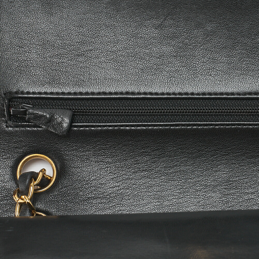 CHANEL Chain Shoulder Bag Matelasse Double Flap 25cm Lambskin Black Gold-Tone Hardware, Pre-Owned