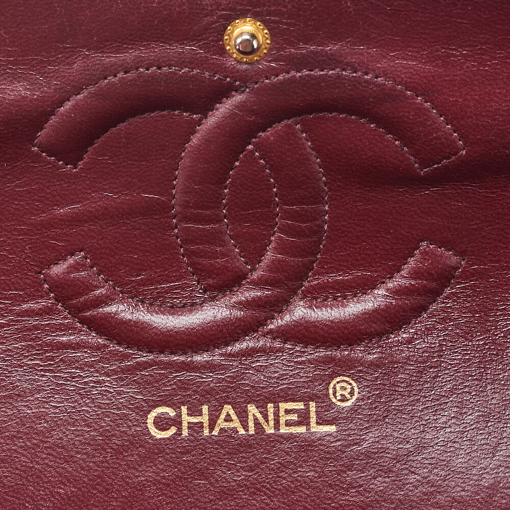 CHANEL Chain Shoulder Bag Matelasse Double Flap 25cm Lambskin Black Gold-Tone Hardware, Pre-Owned