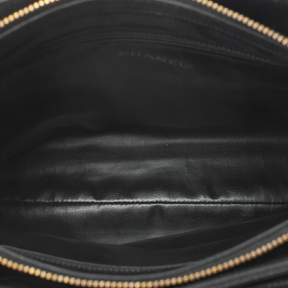 CHANEL Outside Flap Shoulder Bag Caviar Skin Black Gold-Tone Hardware, Pre-Owned