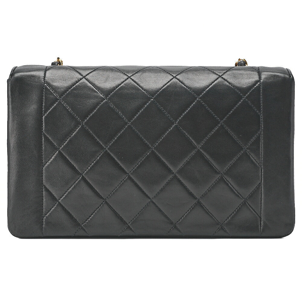CHANEL Shoulder Bag Matelasse Lambskin Diana 25cm Flap Chain Shoulder Black Gold-Tone Hardware, Pre-Owned