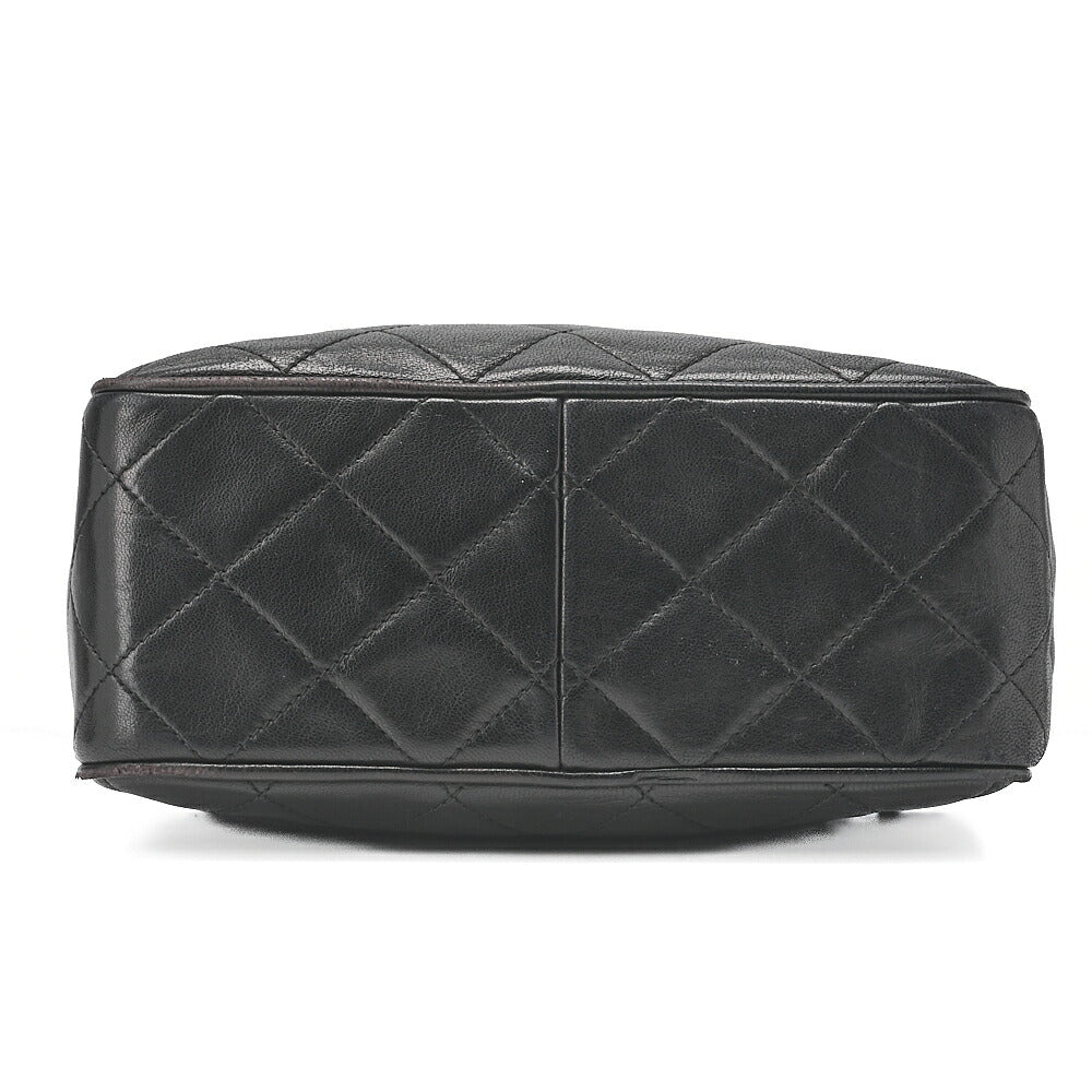 CHANEL Chain Shoulder Bag Matelasse Coco Mark Lambskin Ball Charm Black Gold-Tone Hardware, Pre-Owned