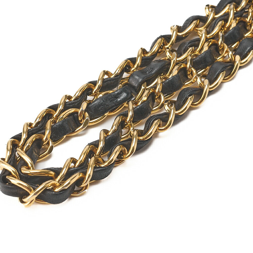 CHANEL Chain Shoulder Bag Matelasse Double Flap 25cm Lambskin Black Gold-Tone Hardware, Pre-Owned