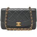 CHANEL Matelasse Diana Flap 23cm Chain Shoulder Lambskin Black Gold-Tone Hardware, Pre-Owned