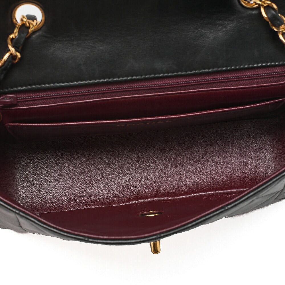 CHANEL Matelasse Diana Flap 23cm Chain Shoulder Lambskin Black Gold-Tone Hardware, Pre-Owned