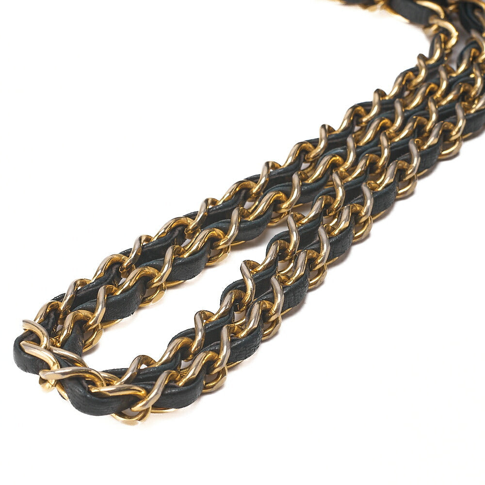 CHANEL Chain Shoulder Bag Matelasse Double Flap 25cm Lambskin Black Gold-Tone Hardware, Pre-Owned