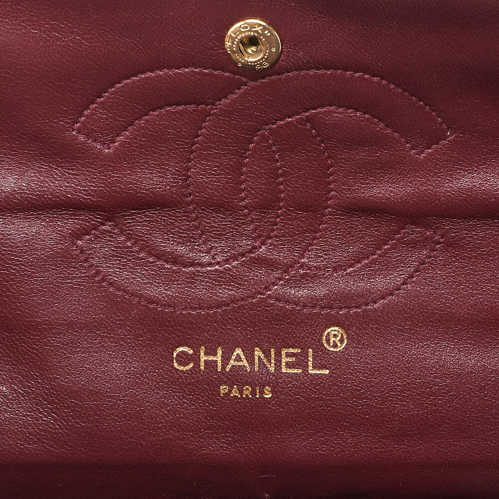 CHANEL Chain Shoulder Bag Matelasse Double Flap 25cm Lambskin Black Gold-Tone Hardware, Pre-Owned