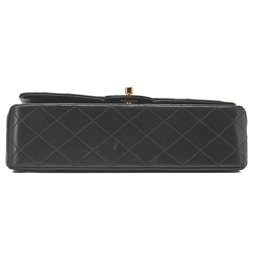 CHANEL Chain Shoulder Bag Matelasse Double Flap 25cm Lambskin Black Gold-Tone Hardware, Pre-Owned