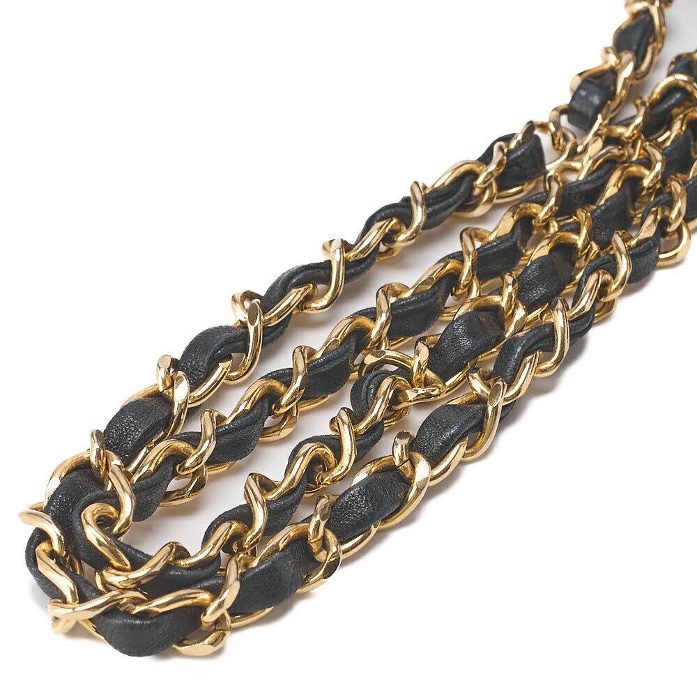 CHANEL Chain Shoulder Bag Matelasse Double Flap 25cm Lambskin Black Gold-Tone Hardware, Pre-Owned