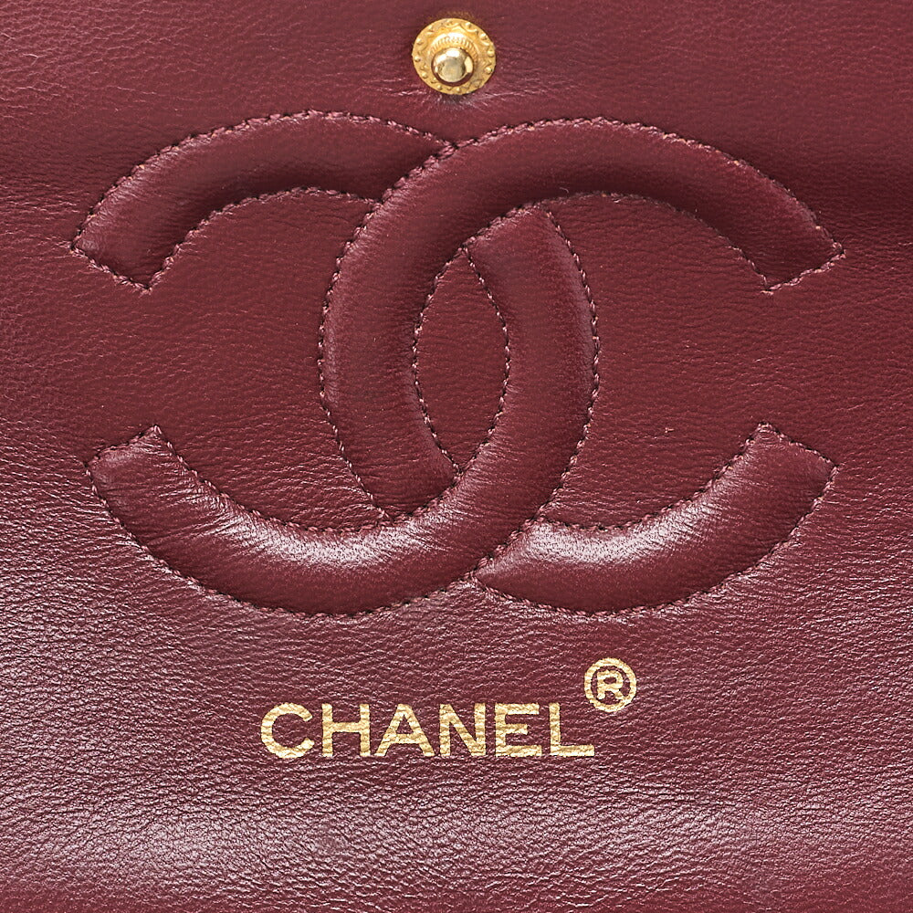 CHANEL Chain Shoulder Bag Matelasse Double Flap 25cm Lambskin Black Gold-Tone Hardware, Pre-Owned
