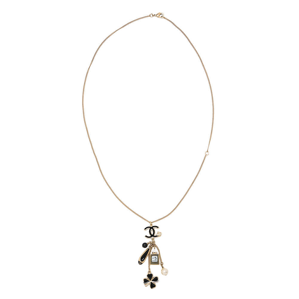 CHANEL Cocomark Icon 12A Necklace GP x  Faux Pearl Gold Gold-Tone Hardware, Pre-Owned
