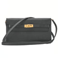 HERMES Kelly Wallet 2-Fold Long Wallet Togo Epson Black Gold-Tone Hardware, Pre-Owned