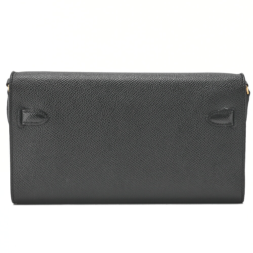 HERMES Kelly Wallet 2-Fold Long Wallet Togo Epson Black Gold-Tone Hardware, Pre-Owned
