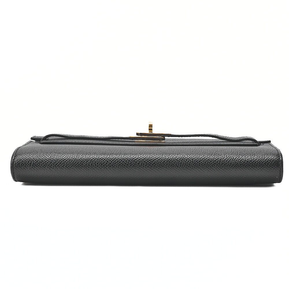 HERMES Kelly Wallet 2-Fold Long Wallet Togo Epson Black Gold-Tone Hardware, Pre-Owned