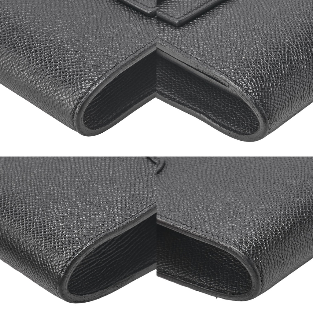 HERMES Kelly Wallet 2-Fold Long Wallet Togo Epson Black Gold-Tone Hardware, Pre-Owned