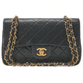 CHANEL Chain Shoulder Bag Matelasse Double Flap 23cm Lambskin Black Gold-Tone Hardware, Pre-Owned