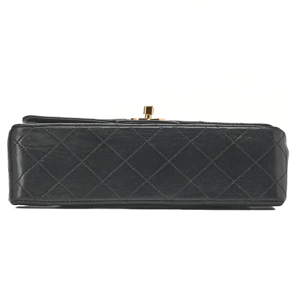 CHANEL Chain Shoulder Bag Matelasse Double Flap 23cm Lambskin Black Gold-Tone Hardware, Pre-Owned