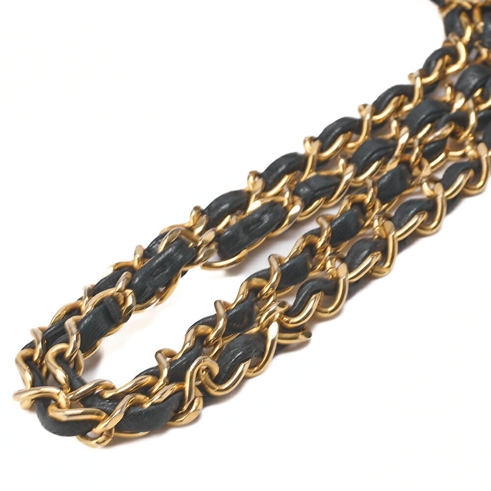 CHANEL Chain Shoulder Bag Matelasse Double Flap 23cm Lambskin Black Gold-Tone Hardware, Pre-Owned