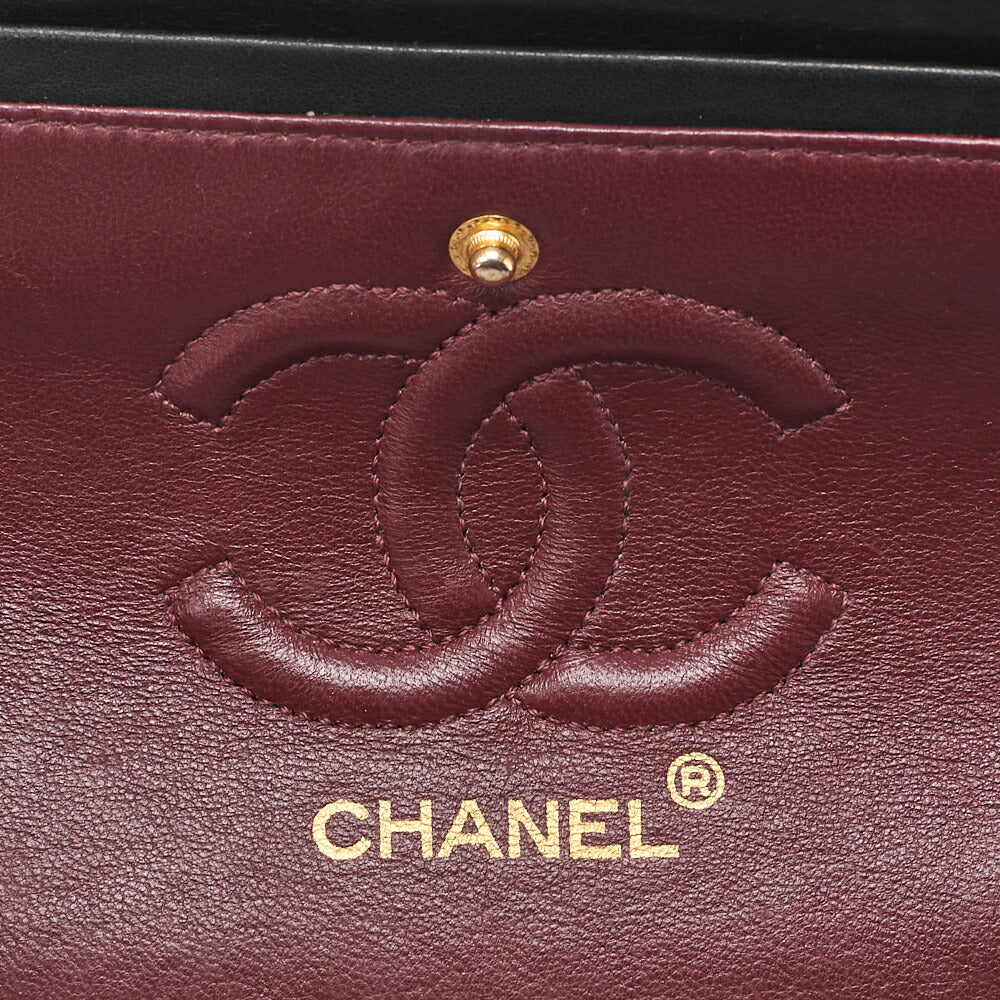 CHANEL Chain Shoulder Bag Matelasse Double Flap 23cm Lambskin Black Gold-Tone Hardware, Pre-Owned