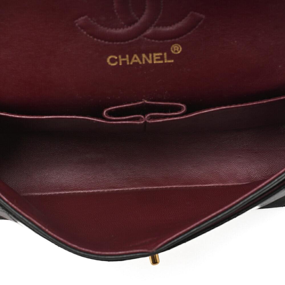 CHANEL Chain Shoulder Bag Matelasse Double Flap 23cm Lambskin Black Gold-Tone Hardware, Pre-Owned
