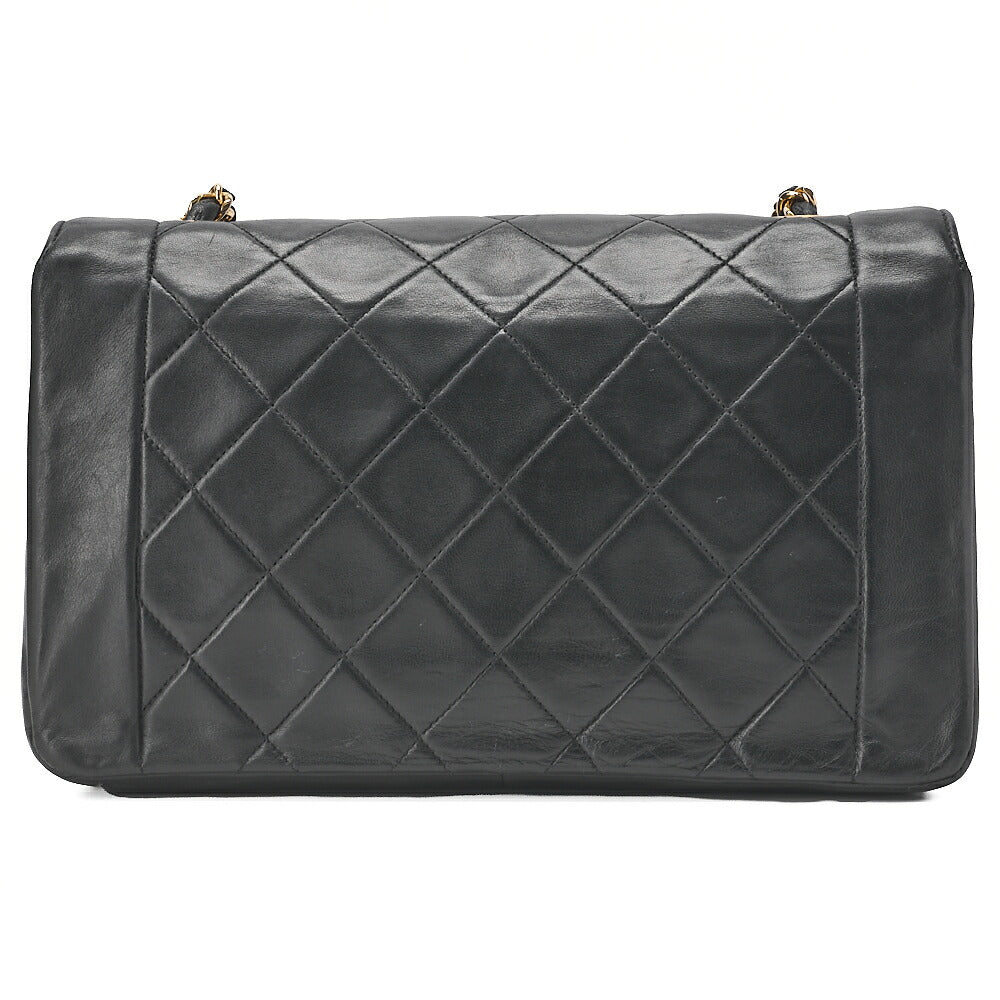 CHANEL Matelasse Diana Flap 24cm Chain Shoulder Lambskin Black Gold-Tone Hardware, Pre-Owned
