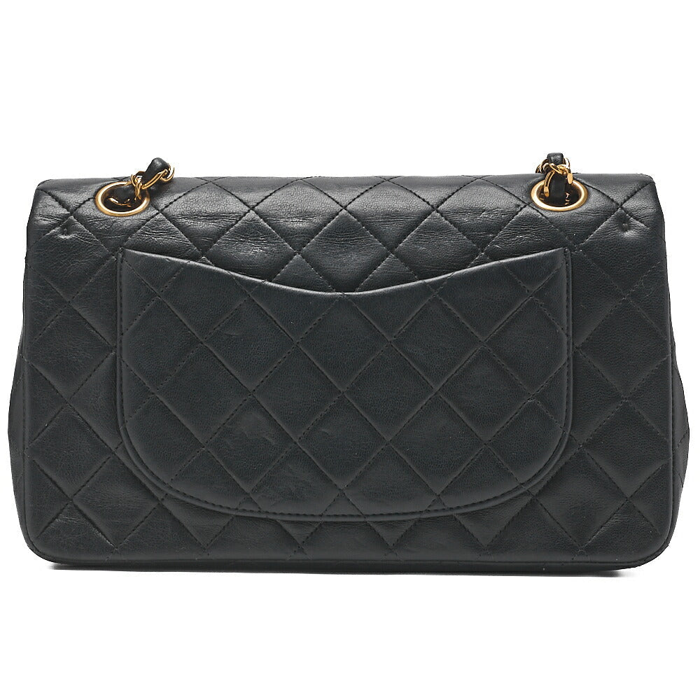 CHANEL Chain Shoulder Bag Matelasse Double Flap 23cm Lambskin Black Gold-Tone Hardware, Pre-Owned