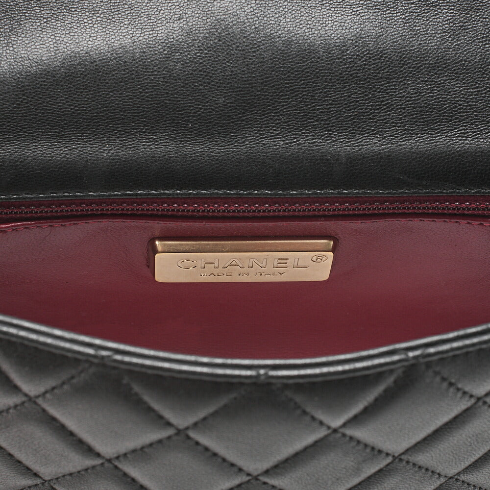 CHANEL Lambskin Matelasse 23cm Westminster Pearl Chain Shoulder Black Gold-Tone Hardware, Pre-Owned