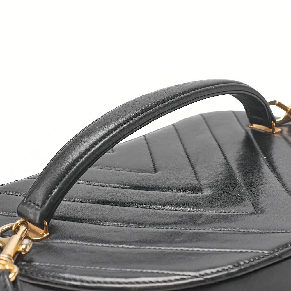 CHANEL Lambskin Chevron Bicolore 2way Vanity Shoulder Black Gold-Tone Hardware, Pre-Owned