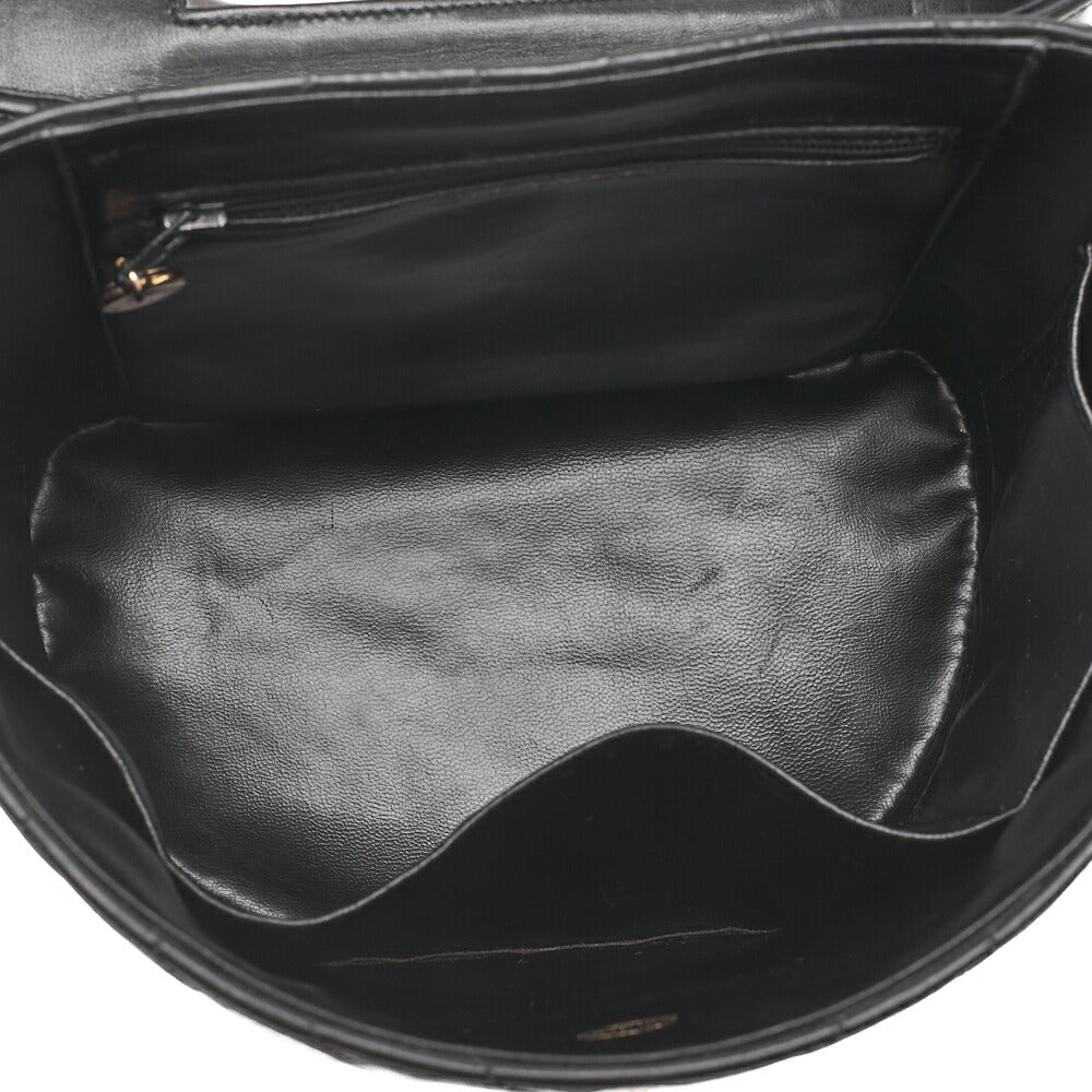 CHANEL Lambskin Chevron Bicolore 2way Vanity Shoulder Black Gold-Tone Hardware, Pre-Owned