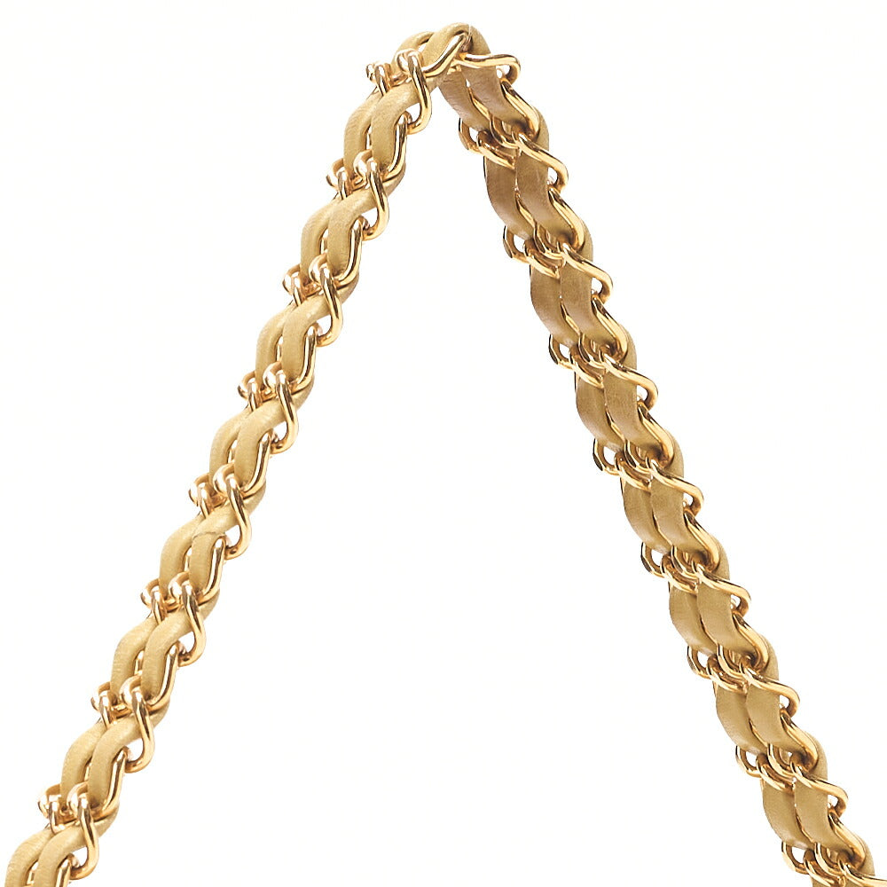 CHANEL Lambskin Matelasse Turnlock Round Flap Chain Handbag Yellow Gold-Tone Hardware, Pre-Owned
