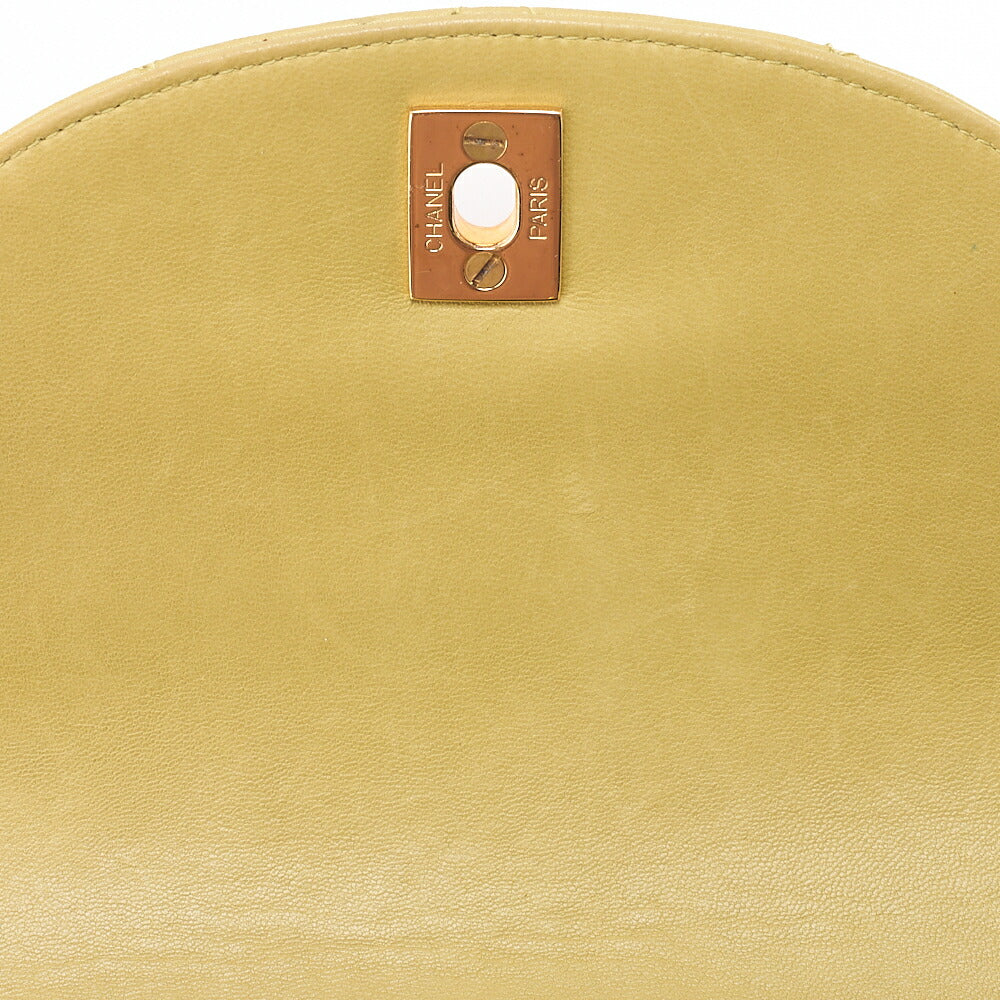 CHANEL Lambskin Matelasse Turnlock Round Flap Chain Handbag Yellow Gold-Tone Hardware, Pre-Owned