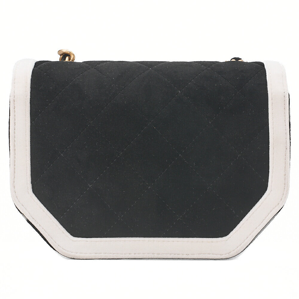 CHANEL Velor Mini Matelasse 20cm Baikara Chain Shoulder Black X White G Metal Fittings Random Plate Gold-Tone Hardware, Pre-Owned