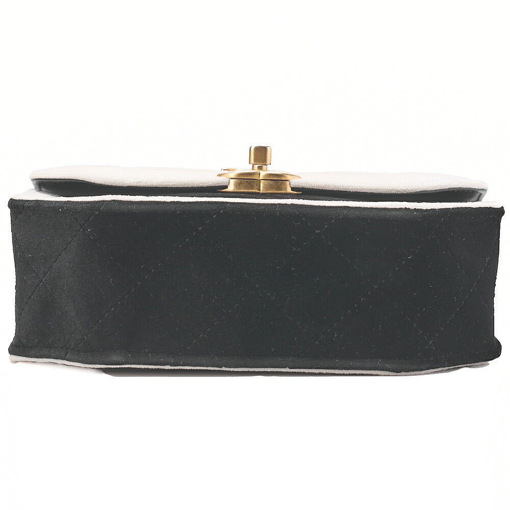 CHANEL Velor Mini Matelasse 20cm Baikara Chain Shoulder Black X White G Metal Fittings Random Plate Gold-Tone Hardware, Pre-Owned