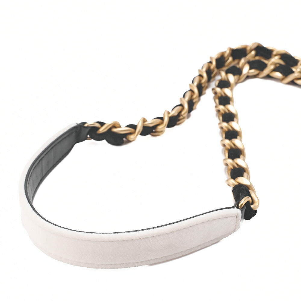 CHANEL Velor Mini Matelasse 20cm Baikara Chain Shoulder Black X White G Metal Fittings Random Plate Gold-Tone Hardware, Pre-Owned
