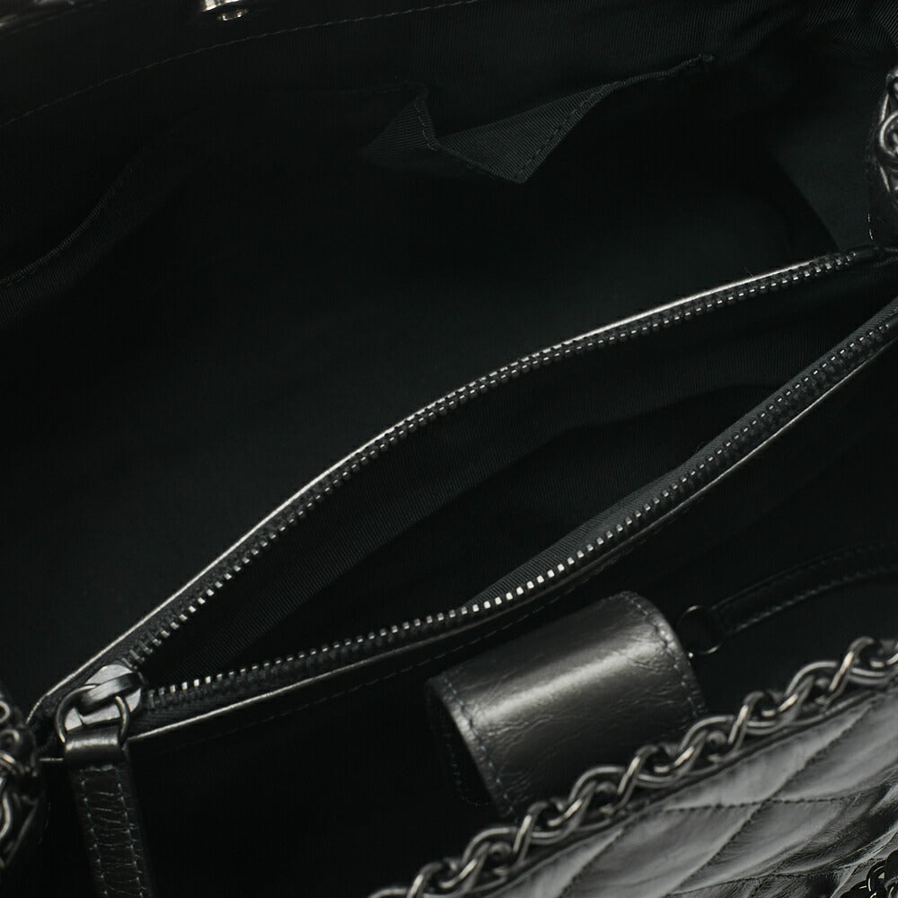 CHANEL Vintage Calf Luxury Line Big Coco Mark Chain Tote Black-Tone Hardware, Pre-Owned