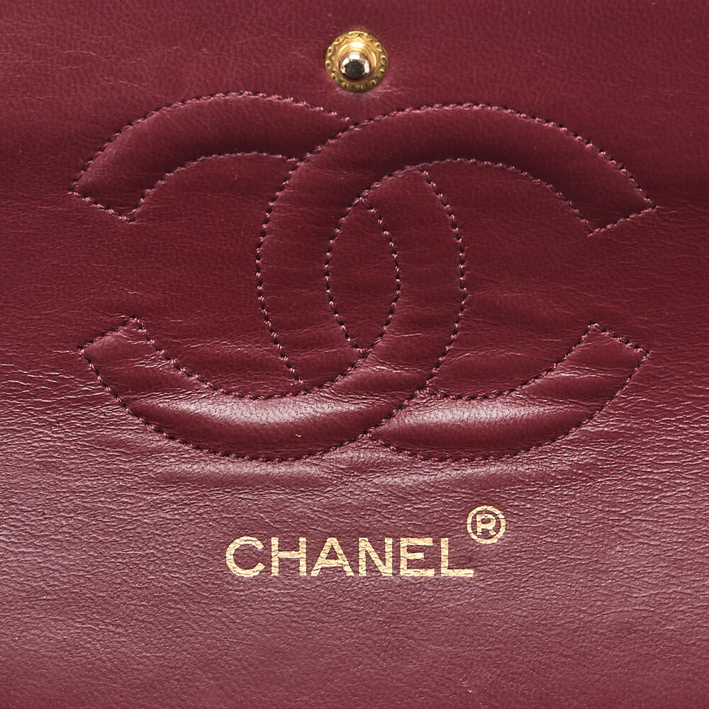 CHANEL Chain Shoulder Bag Matelasse Double Flap 25cm Lambskin Black Gold-Tone Hardware, Pre-Owned