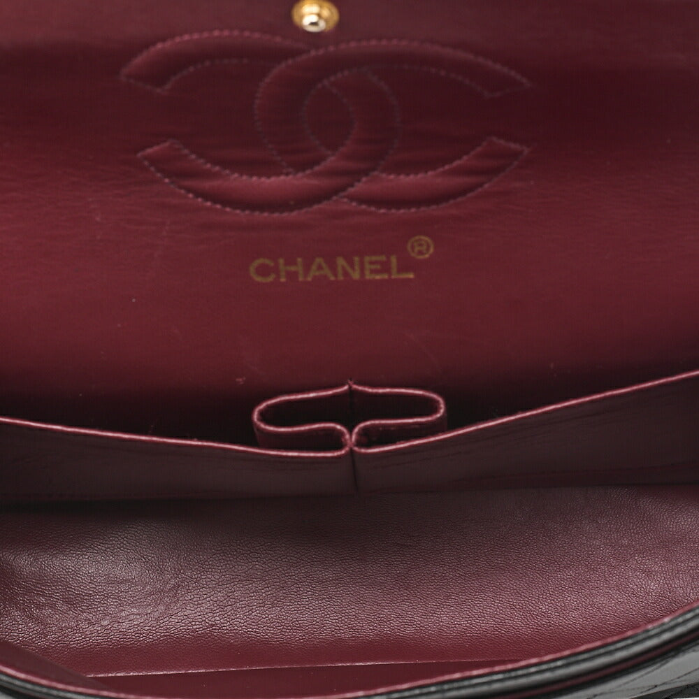 CHANEL Chain Shoulder Bag Matelasse Double Flap 25cm Lambskin Black Gold-Tone Hardware, Pre-Owned