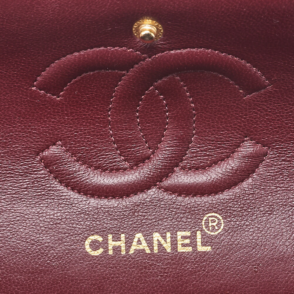 CHANEL Matelasse Double Flap 23cm Chain Shoulder Lambskin Black Gold-Tone Hardware, Pre-Owned