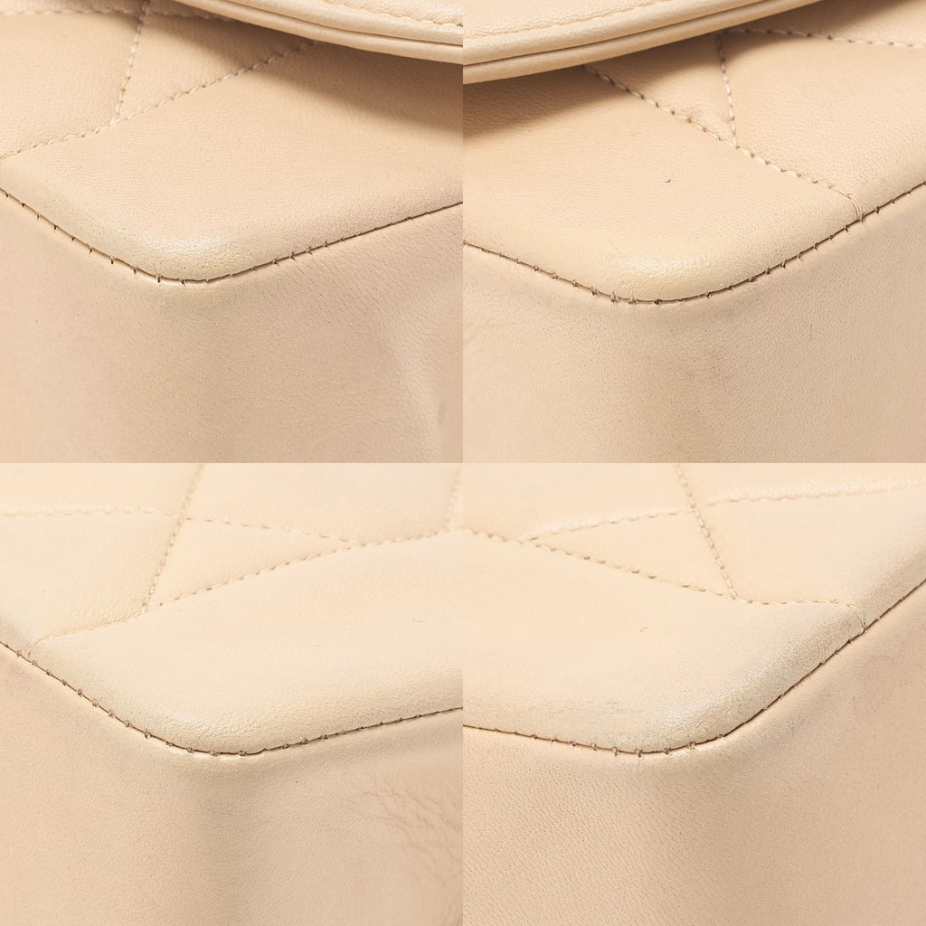 CHANEL Matelasse Diana Flap 25cm Chain Shoulder Lambskin Beige Gold-Tone Hardware, Pre-Owned