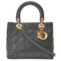 Dior Lady Dior Cannage Handbag Lambskin Gold-Tone Hardware, Pre-Owned