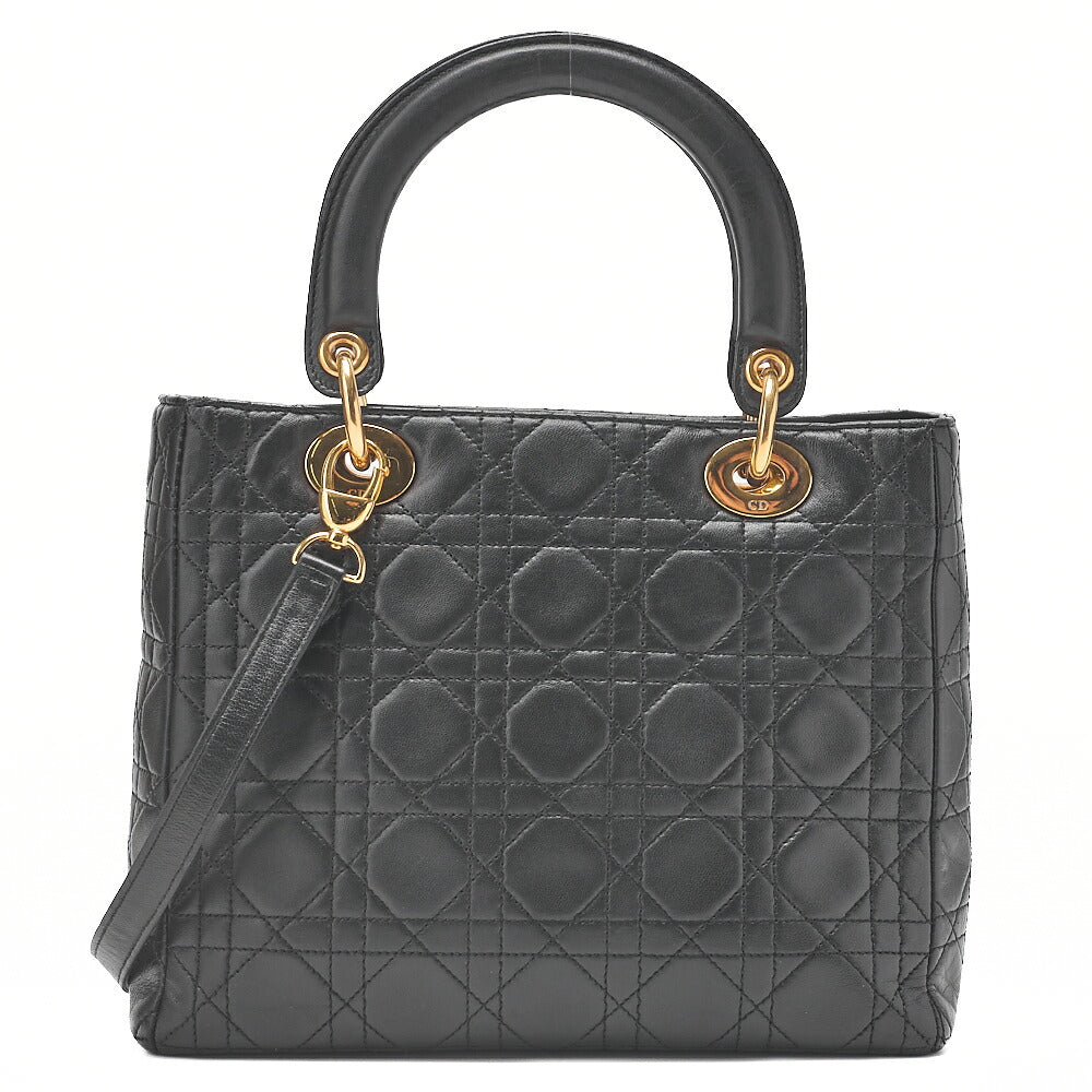 Dior Lady Dior Cannage Handbag Lambskin Gold-Tone Hardware, Pre-Owned