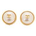 CHANEL Cocomark 95A Earrings GP X Faux Pearl Gold Gold-Tone Hardware, Pre-Owned
