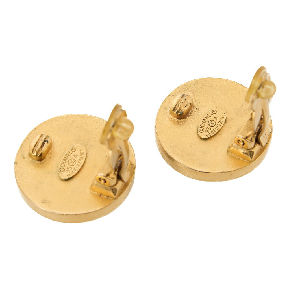 CHANEL Cocomark 95A Earrings GP X Faux Pearl Gold Gold-Tone Hardware, Pre-Owned